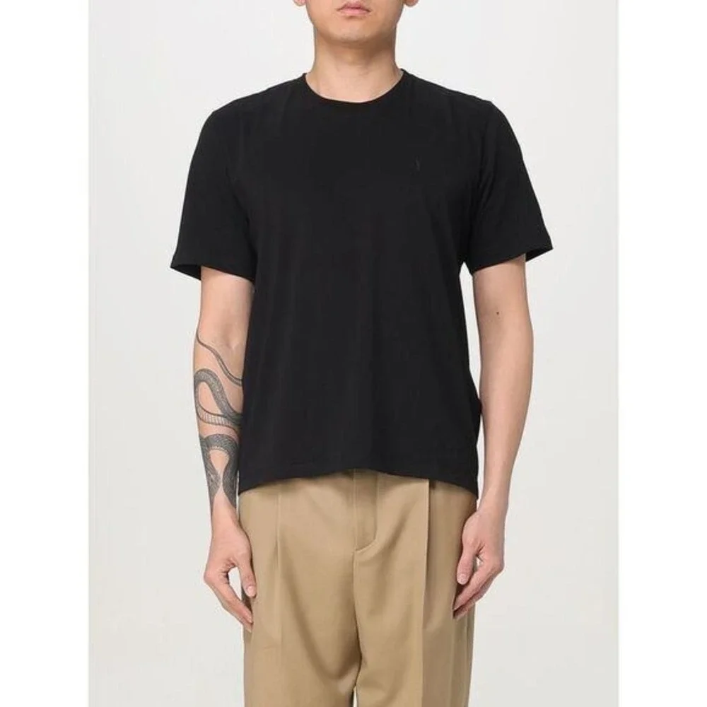 NWOT Saint Laurent Paris Mens‎ Black Short Sleeve Crew Neck T Shirt YSL Logo M